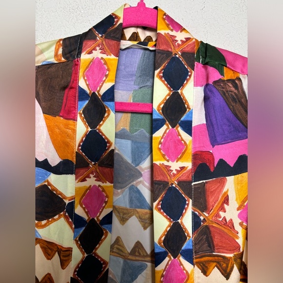 Soft Surroundings Margot Multi Geometric Open Front Kimono Sleeve Cardigan S/M - Picture 5 of 8